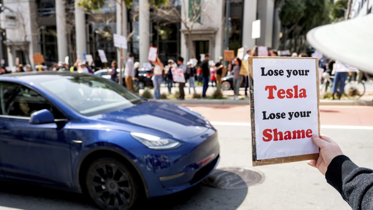 Tesla quarterly sales plunge as Musk backlash grows Tesla quarterly sales plunge as Musk backlash grows