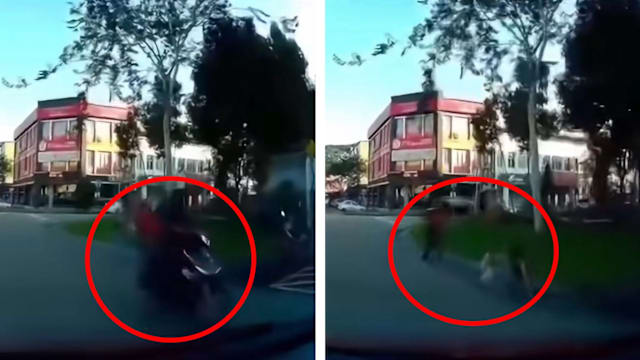 新山摩托车劫匪欲抢女子手袋 被路过汽车鸣笛吓退