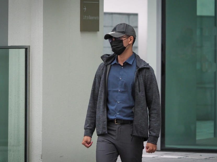 SMU student Lee Yan Ru leaving the State Courts, April 5, 2021.