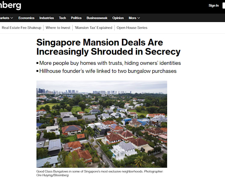 Bloomberg gets POFMA order over Good Class Bungalow article