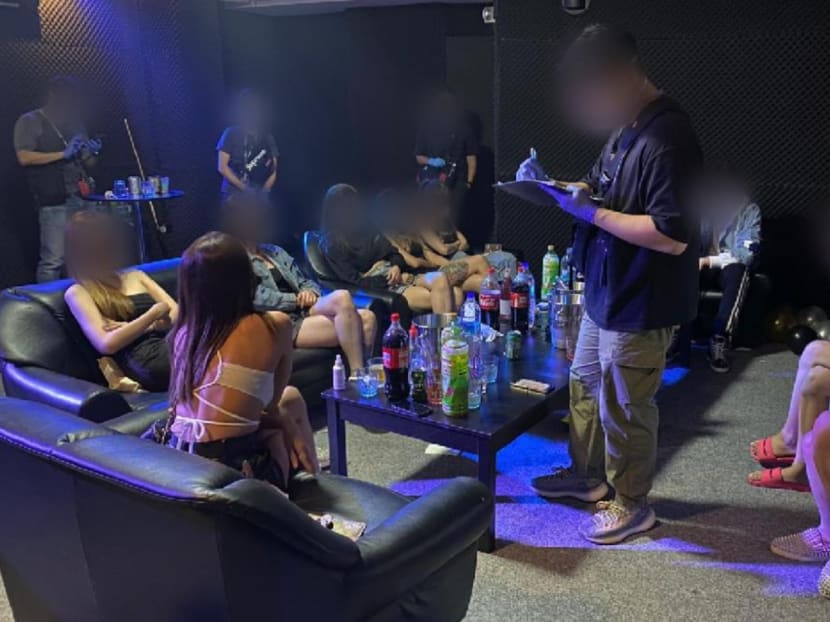 A police raid at a commercial unit along Tagore Lane.