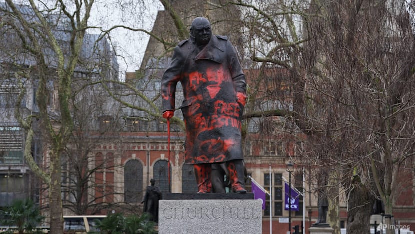 UK police arrest man after Churchill statue sprayed with graffiti