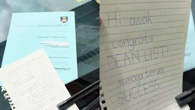 祝贺纸条以为罚单! 入选院长荣誉榜马国女大生收到陌生人暖心祝福