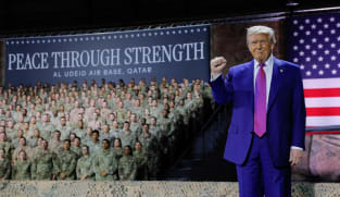 Trump renews third-term talk in troop rally in Qatar