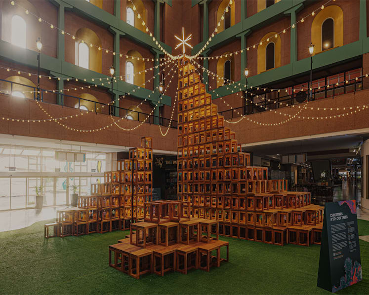 A Christmas tree without branches or leaves? Millenia Walk mall has an answer for its wooden tower of stools 