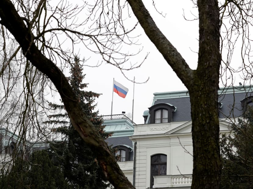 A national flag of Russia flies on the Russian embassy in Prague, Czech Republic. The expulsion of scores of Russian diplomats from the United States and countries across Europe and beyond has raised, yet again, the question of whether the world is veering back where it was during the Cold War. Photo: Reuters