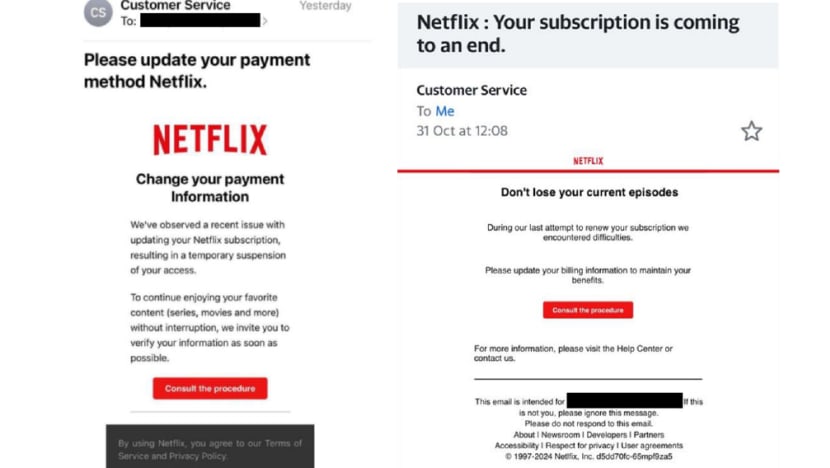 At least S$40,000 lost to Netflix phishing scams since October At least S$40,000 lost to Netflix phishing scams since October