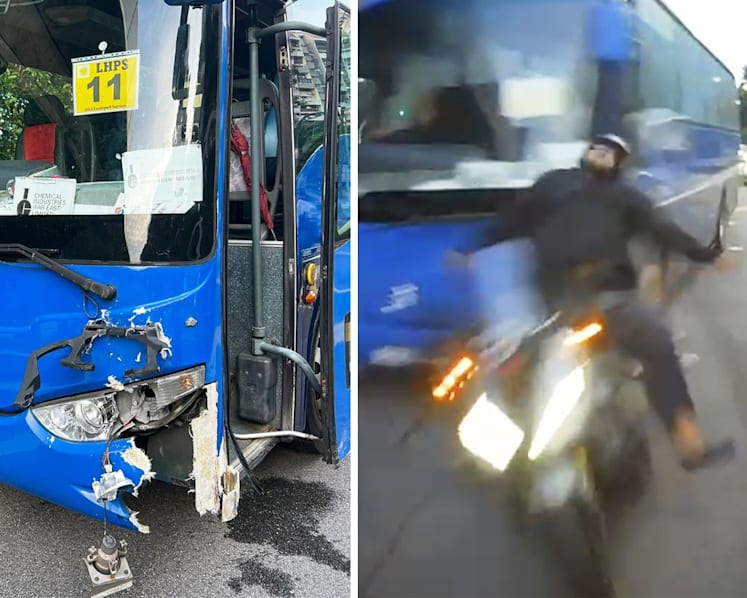 Motorcyclist flung onto car after being rammed by bus in Clementi; 72-year-old driver under probe