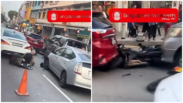 芽笼七车连环车祸 两名摩托车骑士送院