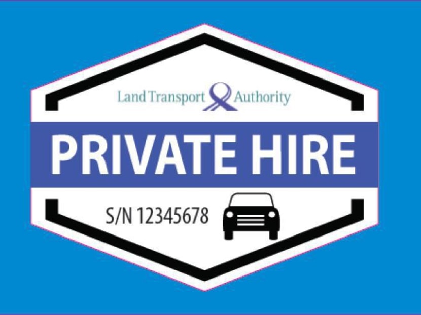 Illustration of the decal that private hire car owners must display by July 1. Illustration: LTA