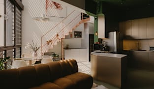 Colour blocking and artworks bring personality to this Singapore home
