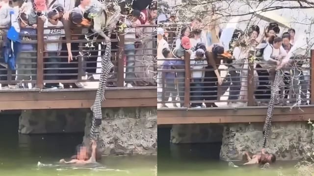 陕西男孩落水母亲施救遇险 游客外套结绳救脱险