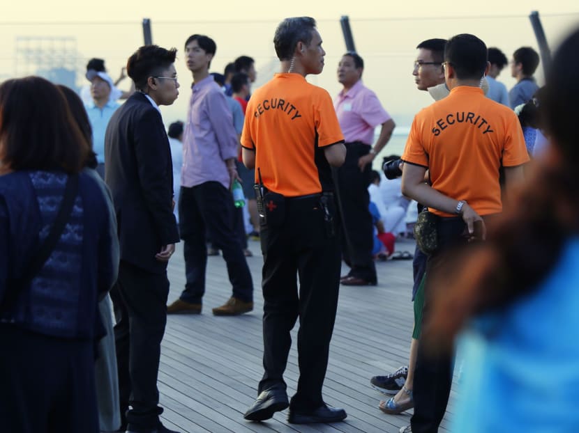 Security officers will now be tested on how well they can execute key steps of standard operating procedures (SOPs) for various scenarios, such as bomb threats or dealing with suspicious people, under the annual Security Agencies Grading Exercise. TODAY file photo