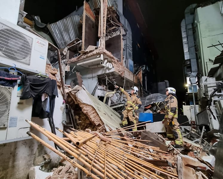 Six injured after suspected gas explosion causes partial collapse of two shophouses at Syed Alwi Road
