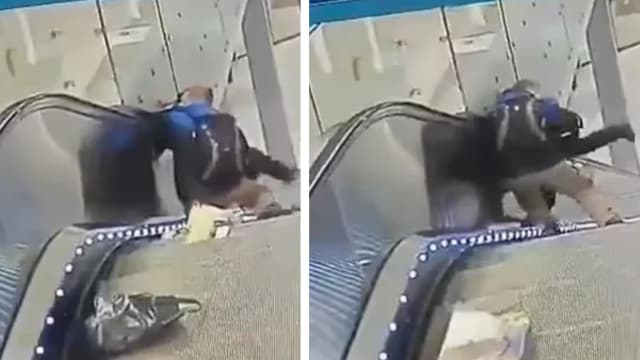 探头卡扶梯间隙 俄男童多处骨折血溅一地