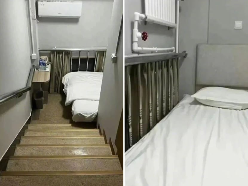 A hotel stairwell in Beijing, China that was converted into a 'room' for guests subsequently failed fire safety checks. 
