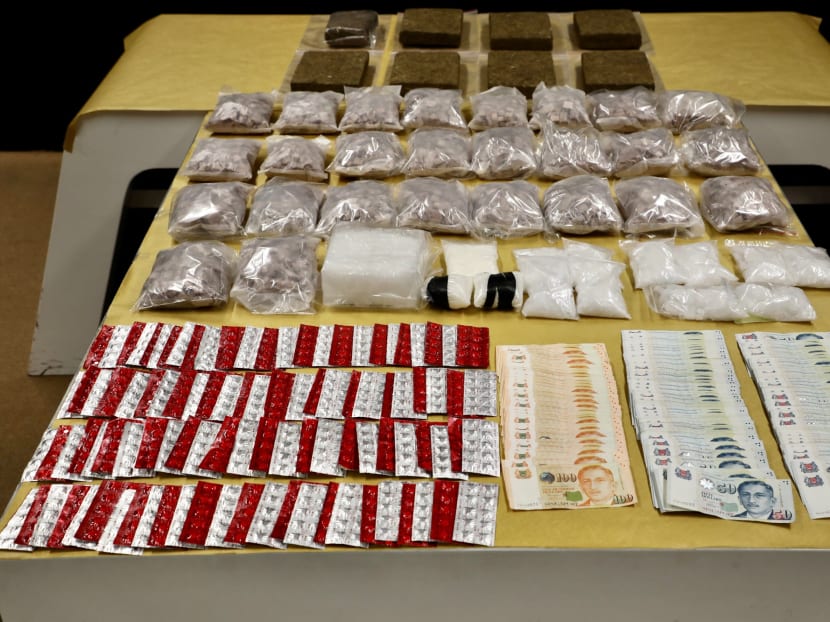 Latest drug bust by CNB officers on Nov 11, 2020. The drugs seized are estimated to be worth close to S$2 million.