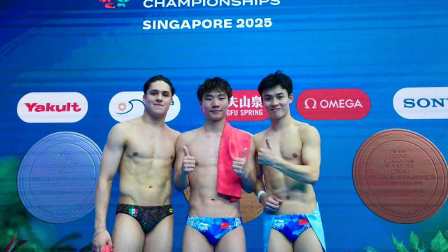 中国跳水“梦之队” 男子1米跳板决赛收获一金一铜
