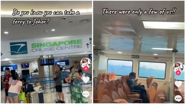 越堤不想塞车？ 狮城女搭渡轮到柔佛