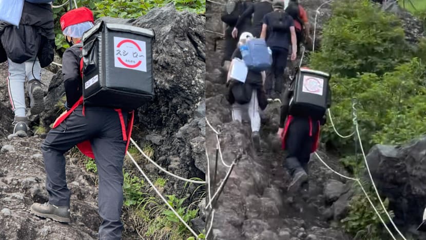 Delivery Rider In Sushiro Uniform Spotted Climbing Mt Fuji, But They Weren’t Actually Delivering Sushi