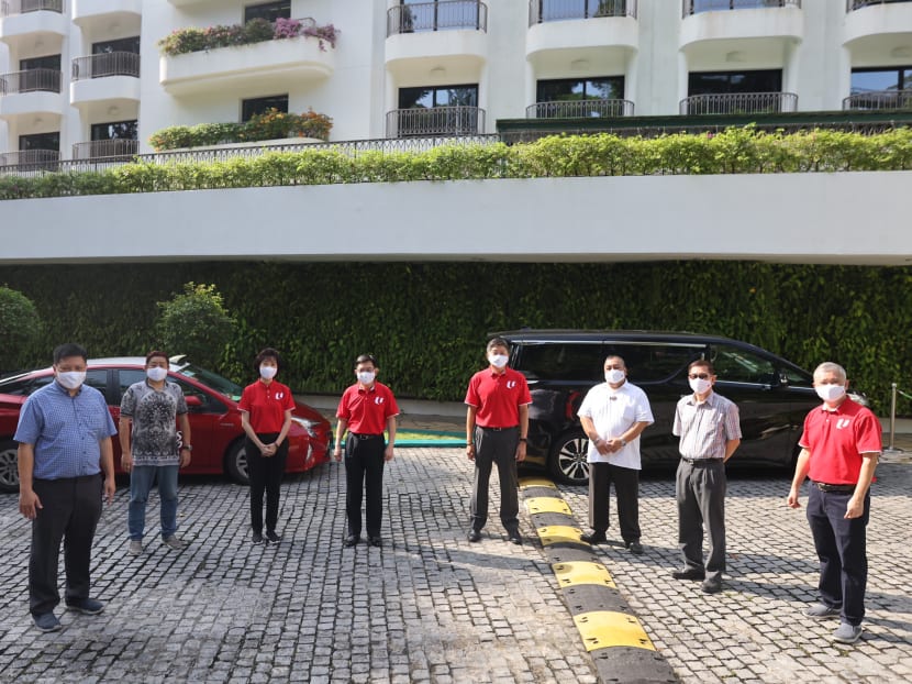 Limousine driver Mohamad Azan Salleh (third from right) met with Deputy Prime Minister Heng Swee Keat during a visit to Rasa Sentosa Resort and Spa on Feb 11, 2021. Limousine driver Mohamad Azan Salleh (third from right) met with Deputy Prime Minister Heng Swee Keat during a visit to Rasa Sentosa Resort and Spa on Feb 11, 2021.
