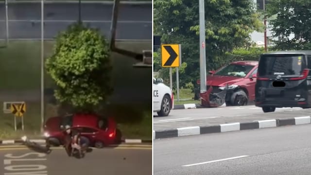 轿车疑逆向行驶撞灯柱 一人受轻伤