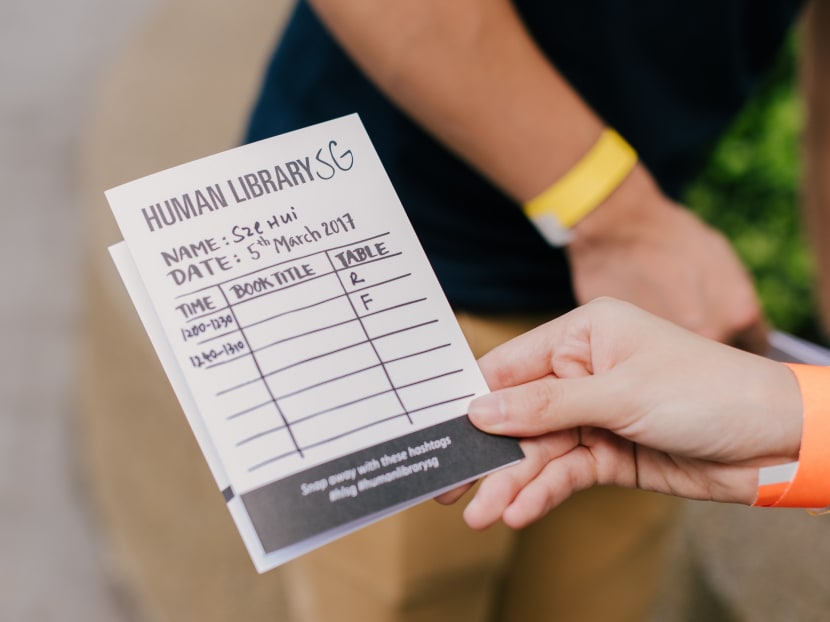 A "reader's" library card. Photo: Harriet Koh Photography via Human Library Singapore