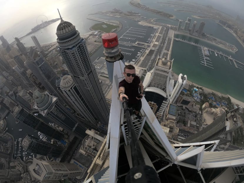Remi Lucidi atop a skyscraper in Dubai, UAE.