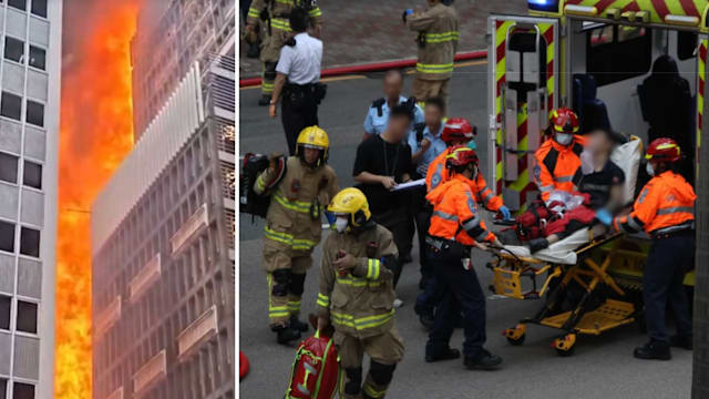 香港中环华懋大厦发生三级火警 至少四人送院