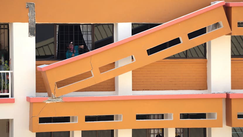 Concrete sunshade on exterior of Tampines HDB block gives way