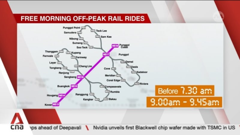 Free morning off-peak train rides in northeast Singapore from Dec 27