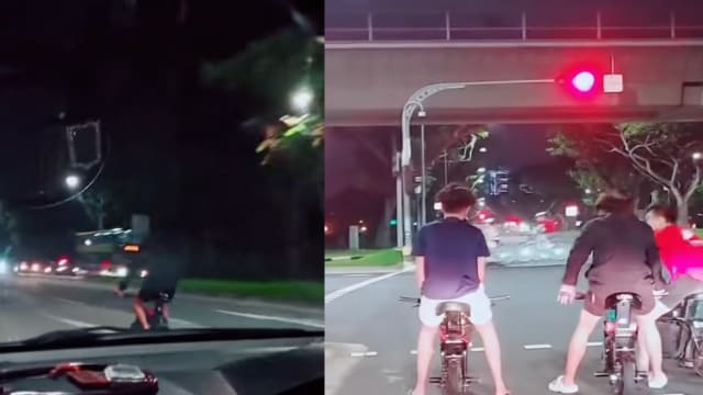 三男骑电动脚踏车马路飙行 遭网民谴责