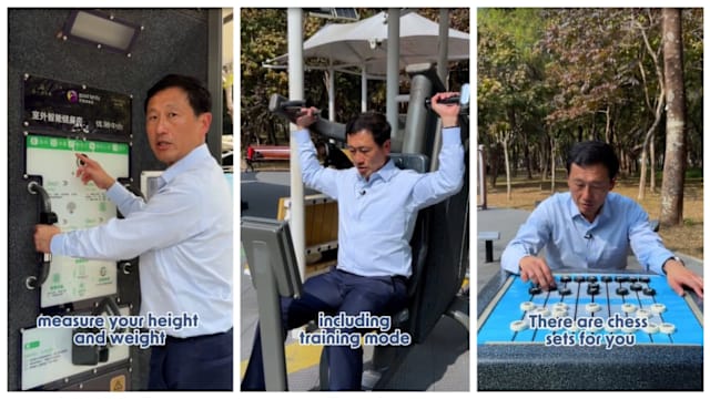 王乙康：体验深圳室外智能健身房 不只健身还能竞赛