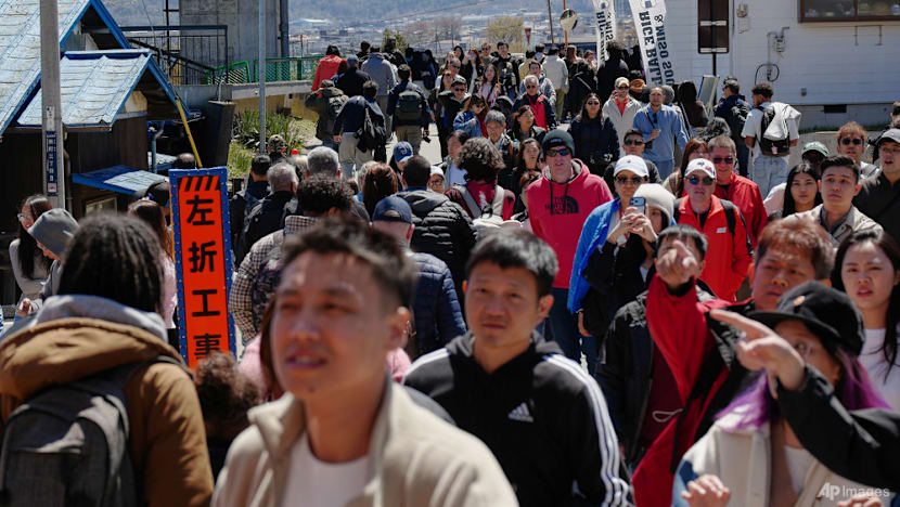 Japanese town sours on crowds coming to see cherry blossoms, Mount Fuji
