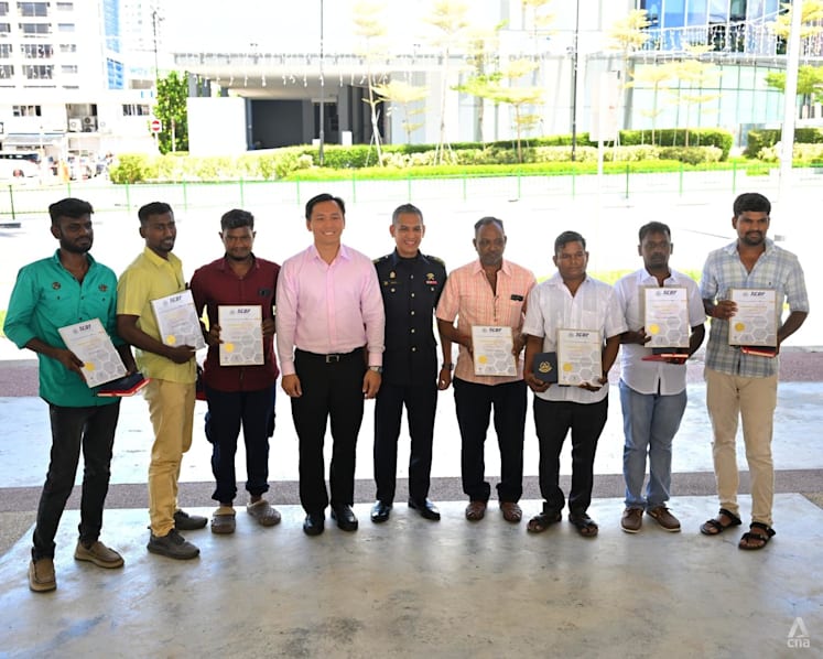 Migrant workers involved in Tanjong Katong sinkhole rescue get SCDF awards, goodie bags for heroic act