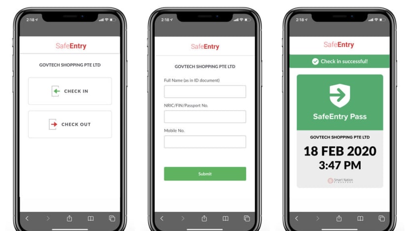 iPhone users can tap backs of phones to use SafeEntry to check in and out