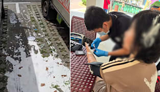 தரையில் கொட்டிக் கிடந்த சாயம் - வழுக்கி விழுந்த பெண் காயம்