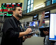 Shares dip on pressure from technology; yields and oil fall