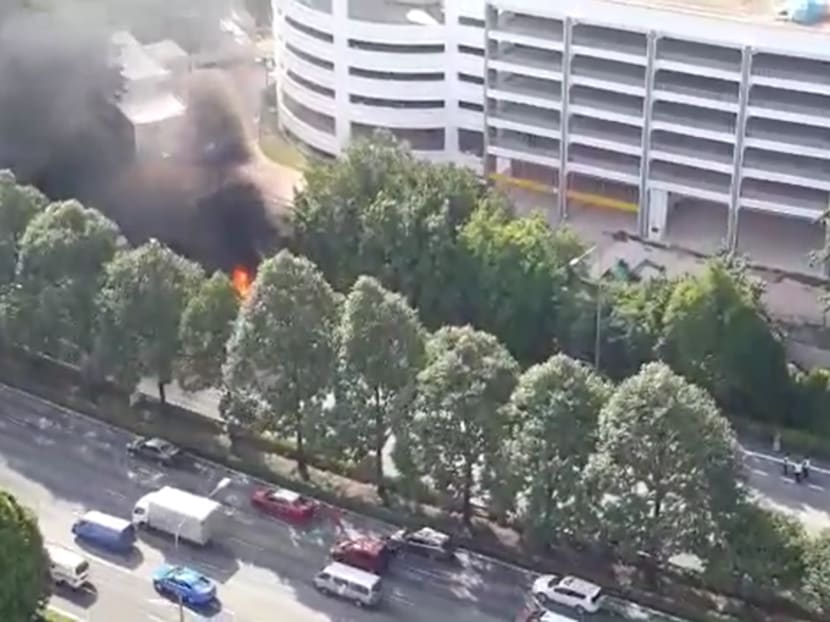 A car caught fire on the Central Expressway, towards Seletar Expressway, on Feb 17, 2016. Photo: Adeline Ng via Channel NewsAsia A car caught fire on the Central Expressway, towards Seletar Expressway, on Feb 17, 2016. Photo: Adeline Ng via Channel NewsAsia
