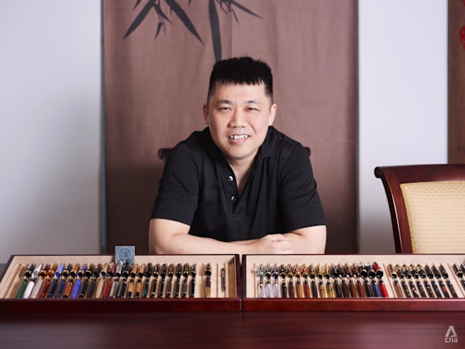 In a digital world, he finds joy in something old school – collecting rare fountain pens and ink bottles
