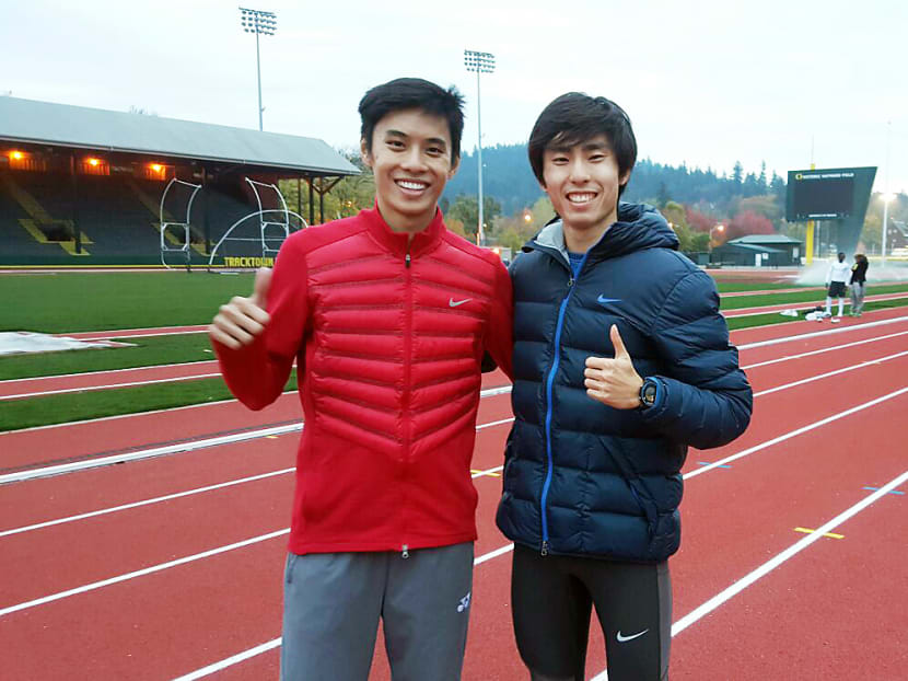 Ng Chin Hui (left, with marathon runner Soh Rui Yong) is confident the move to Oregon will eventually pay off. Photo: Soh Rui Yong
