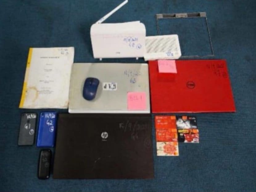 Case exhibits seized by the Commercial Crime Investigation Department of the Royal Malaysia Police.