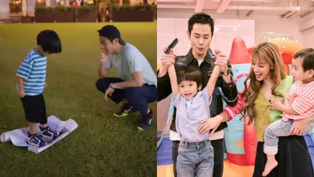 郑嘉颖大儿子踢踩爸爸肖像海报　网呼：零尊重要教一下