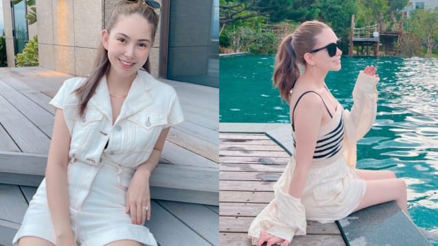 产后1个月身材超狂　昆凌晒泳池照纤细四肢全露