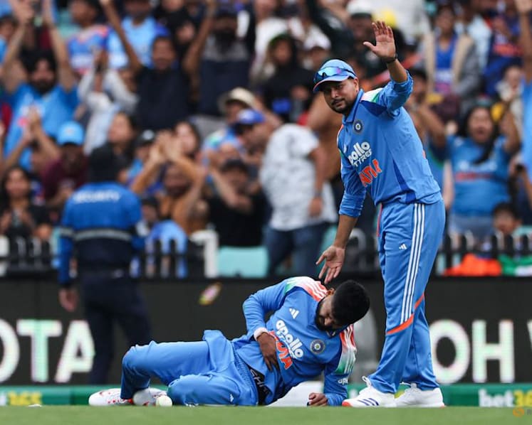 India's Iyer taken to hospital after fielding injury