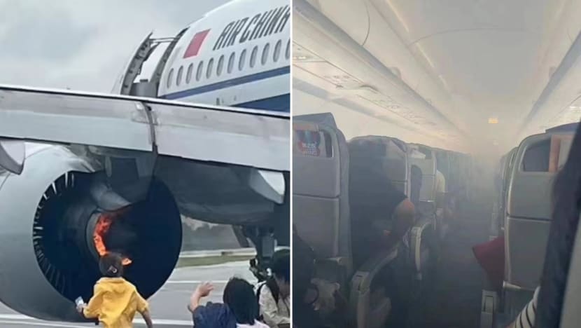 Air China says engine failure may have caused fire that prompted emergency landing in Singapore