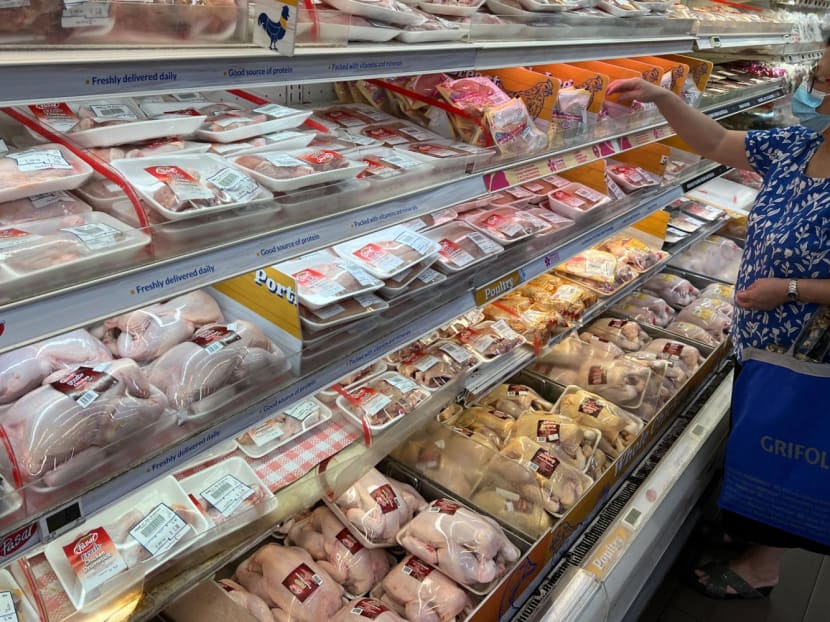 Pre-packed chicken in a supermarket in Singapore.