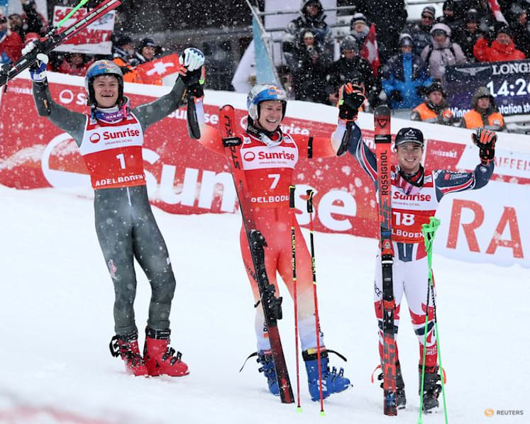 Alpine skiing-Odermatt takes fifth successive giant slalom win in Adelboden