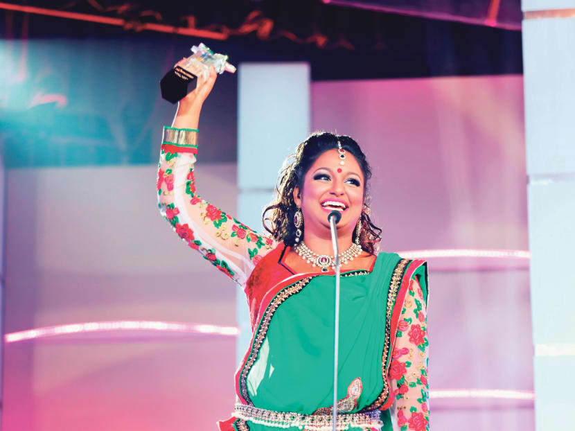 Udaya Soundari celebrates her win at Pradhana Vizha 2014. Photo: Vasantham