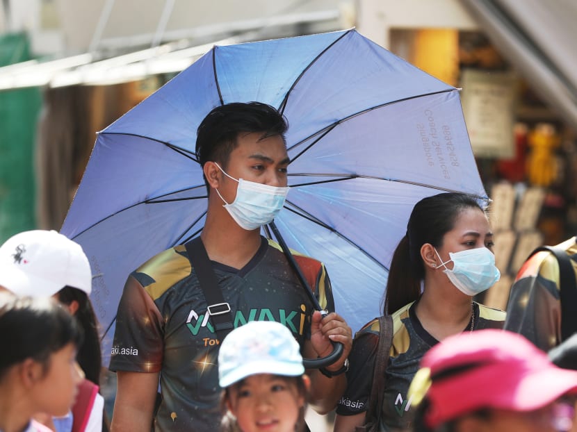 Tourists in Chinatown wearing masks on Feb 4, 2020.